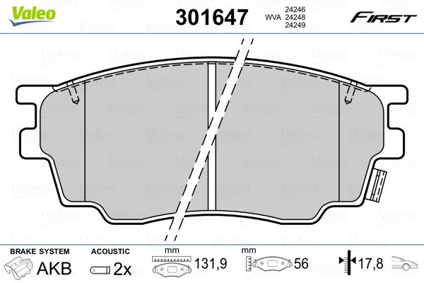 VALEO 301647 Brake Pad Set, disc brake