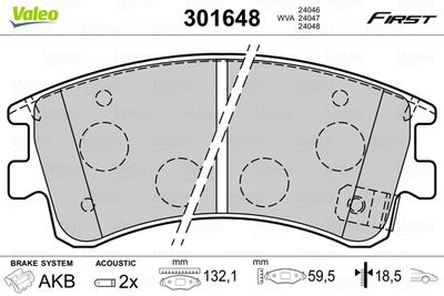 Brake Pad Set, disc brake VALEO 301648