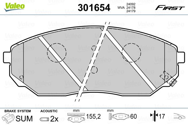 VALEO 301654 Brake Pad Set, disc brake