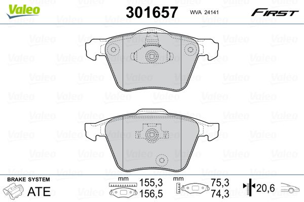 VALEO 301657 Brake Pad Set, disc brake