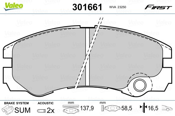 VALEO 301661 Brake Pad Set, disc brake