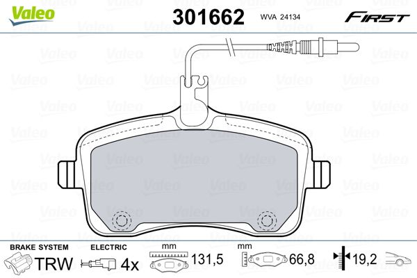 VALEO 301662 Brake Pad Set, disc brake