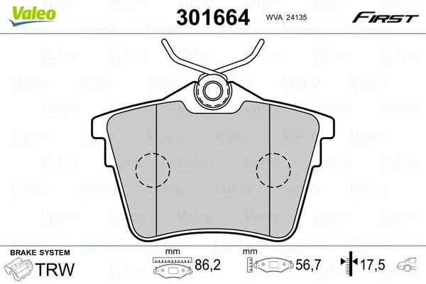 VALEO 301664 Brake Pad Set, disc brake