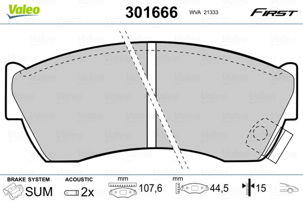 VALEO 301666 Brake Pad Set, disc brake