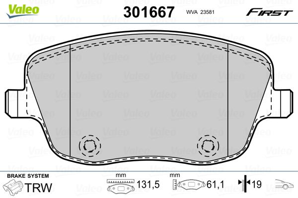 VALEO 301667 Brake Pad Set, disc brake