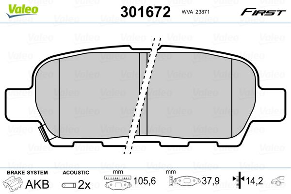 VALEO 301672 Brake Pad Set, disc brake