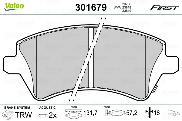 VALEO 301679 Brake Pad Set, disc brake