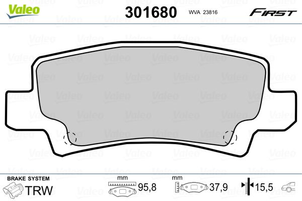 VALEO 301680 Brake Pad Set, disc brake