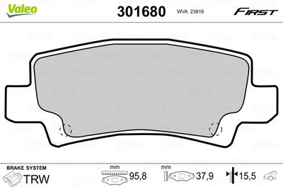 Brake Pad Set, disc brake VALEO 301680