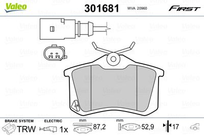 Brake Pad Set, disc brake VALEO 301681