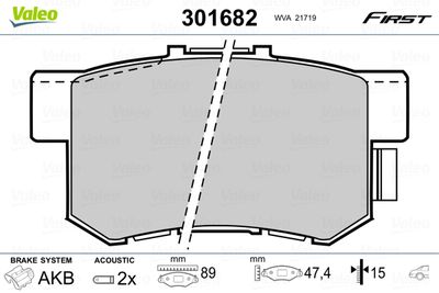 Brake Pad Set, disc brake VALEO 301682