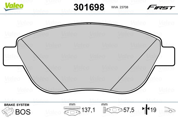 VALEO 301698 Brake Pad Set, disc brake