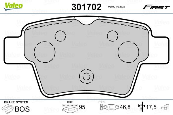 VALEO 301702 Brake Pad Set, disc brake