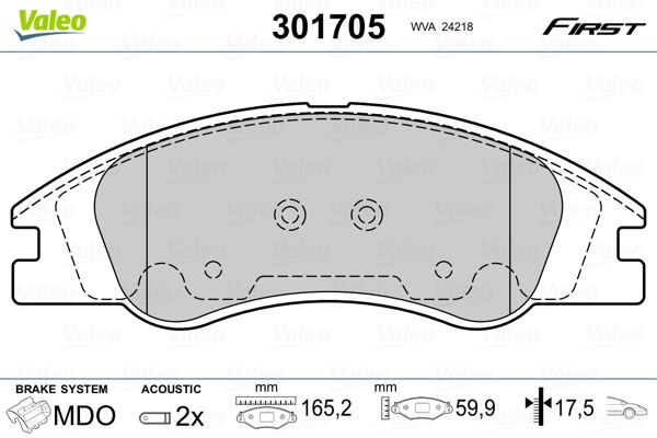 VALEO 301705 Brake Pad Set, disc brake