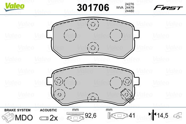 VALEO 301706 Brake Pad Set, disc brake