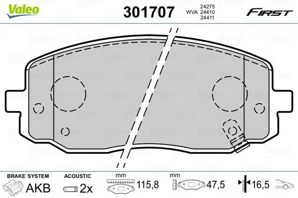 VALEO 301707 Brake Pad Set, disc brake