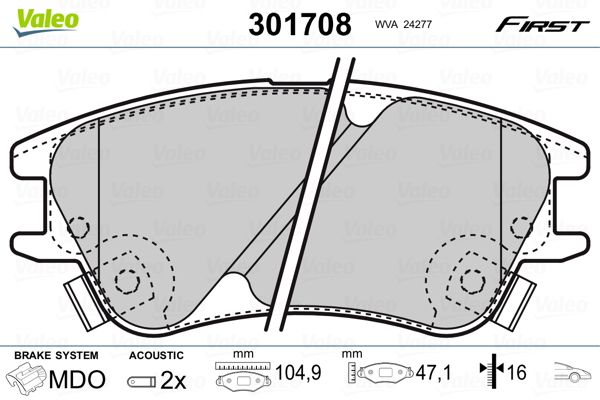 VALEO 301708 Brake Pad Set, disc brake