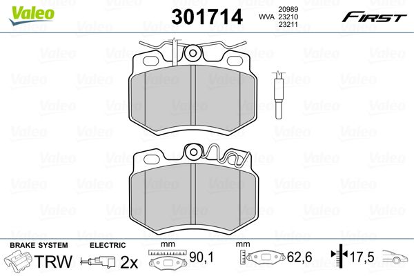 VALEO 301714 Brake Pad Set, disc brake