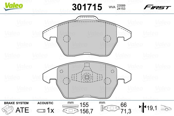 VALEO 301715 Brake Pad Set, disc brake