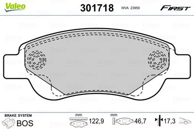 Brake Pad Set, disc brake VALEO 301718