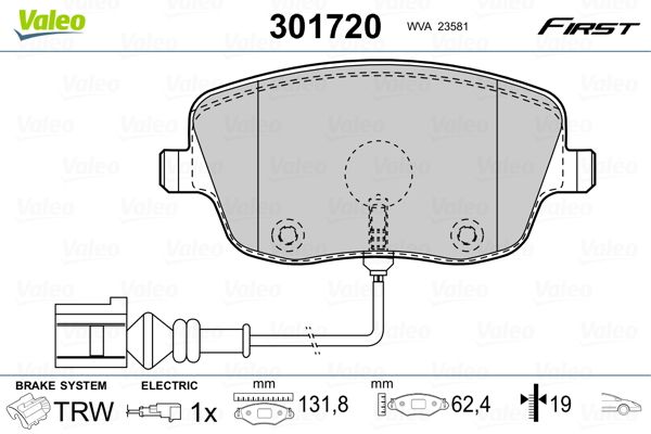 VALEO 301720 Brake Pad Set, disc brake