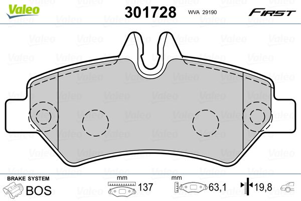 VALEO 301728 Brake Pad Set, disc brake