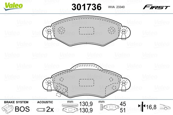 VALEO 301736 Brake Pad Set, disc brake