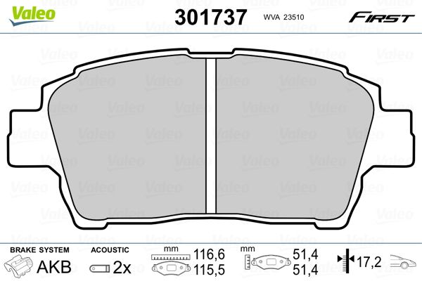 VALEO 301737 Brake Pad Set, disc brake