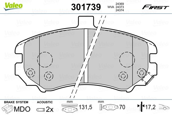 VALEO 301739 Brake Pad Set, disc brake