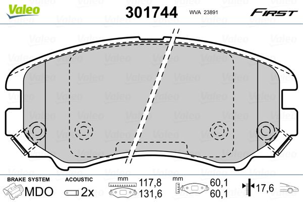 VALEO 301744 Brake Pad Set, disc brake