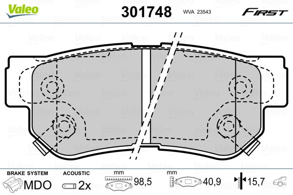 VALEO 301748 Brake Pad Set, disc brake