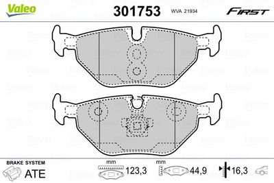 Brake Pad Set, disc brake VALEO 301753