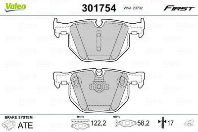 Brake Pad Set, disc brake VALEO 301754