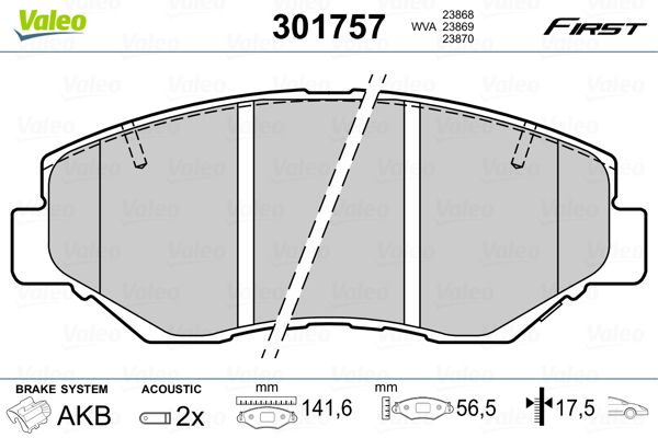 VALEO 301757 Brake Pad Set, disc brake