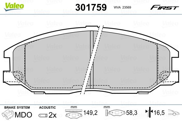 VALEO 301759 Brake Pad Set, disc brake