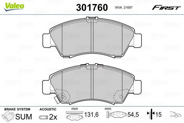 VALEO 301760 Brake Pad Set, disc brake