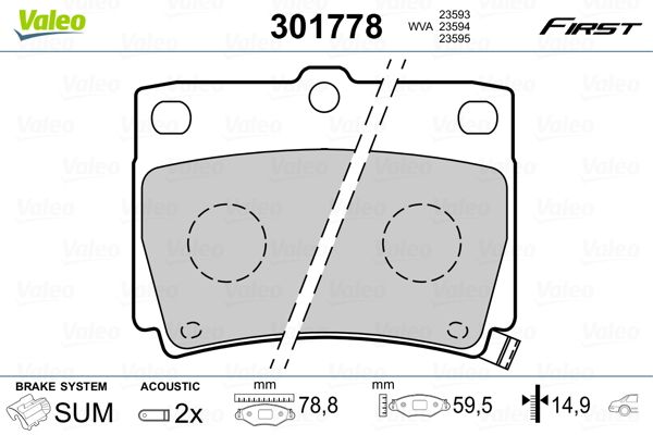 VALEO 301778 Brake Pad Set, disc brake