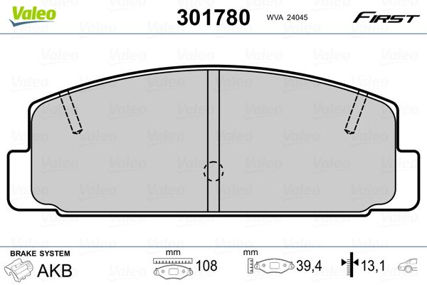 VALEO 301780 Brake Pad Set, disc brake