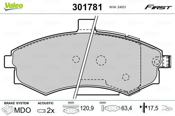 VALEO 301781 Brake Pad Set, disc brake