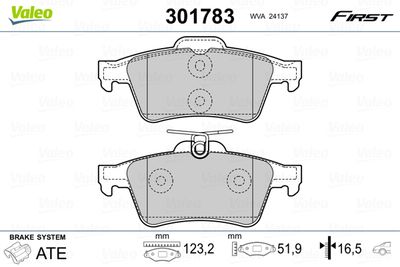 Brake Pad Set, disc brake VALEO 301783
