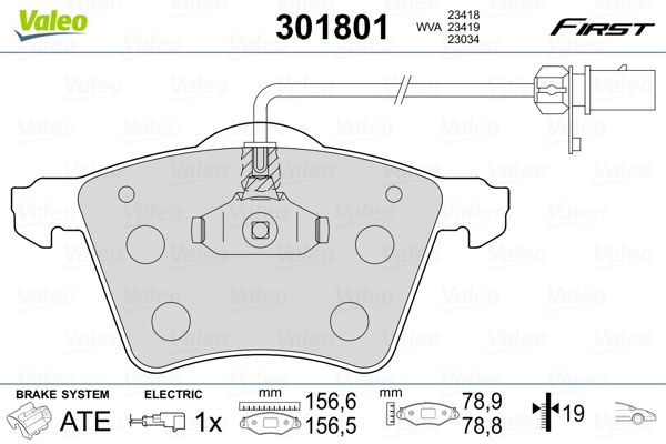 VALEO 301801 Brake Pad Set, disc brake