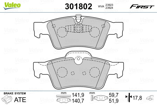 VALEO 301802 Brake Pad Set, disc brake
