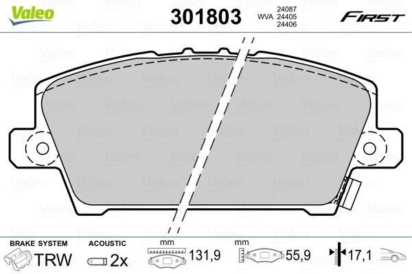 VALEO 301803 Brake Pad Set, disc brake