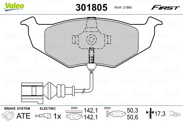 VALEO 301805 Brake Pad Set, disc brake
