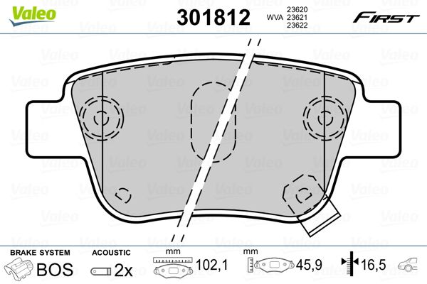 VALEO 301812 Brake Pad Set, disc brake