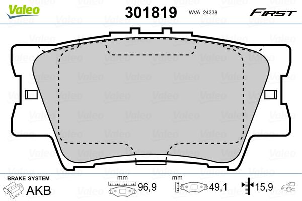 VALEO 301819 Brake Pad Set, disc brake