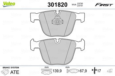 Brake Pad Set, disc brake VALEO 301820