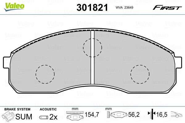 VALEO 301821 Brake Pad Set, disc brake
