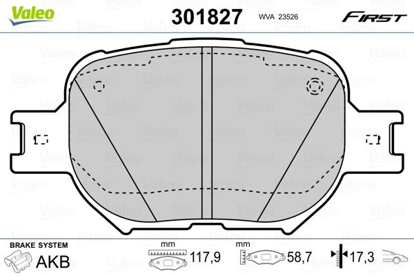VALEO 301827 Brake Pad Set, disc brake