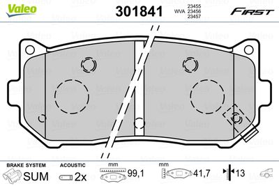 Brake Pad Set, disc brake VALEO 301841